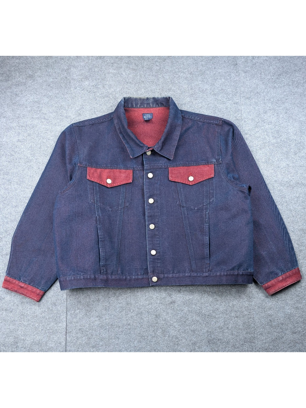 Vintage The Blues Denim Jacket Womens 3X Two Tone 90s Trucker Western Festival